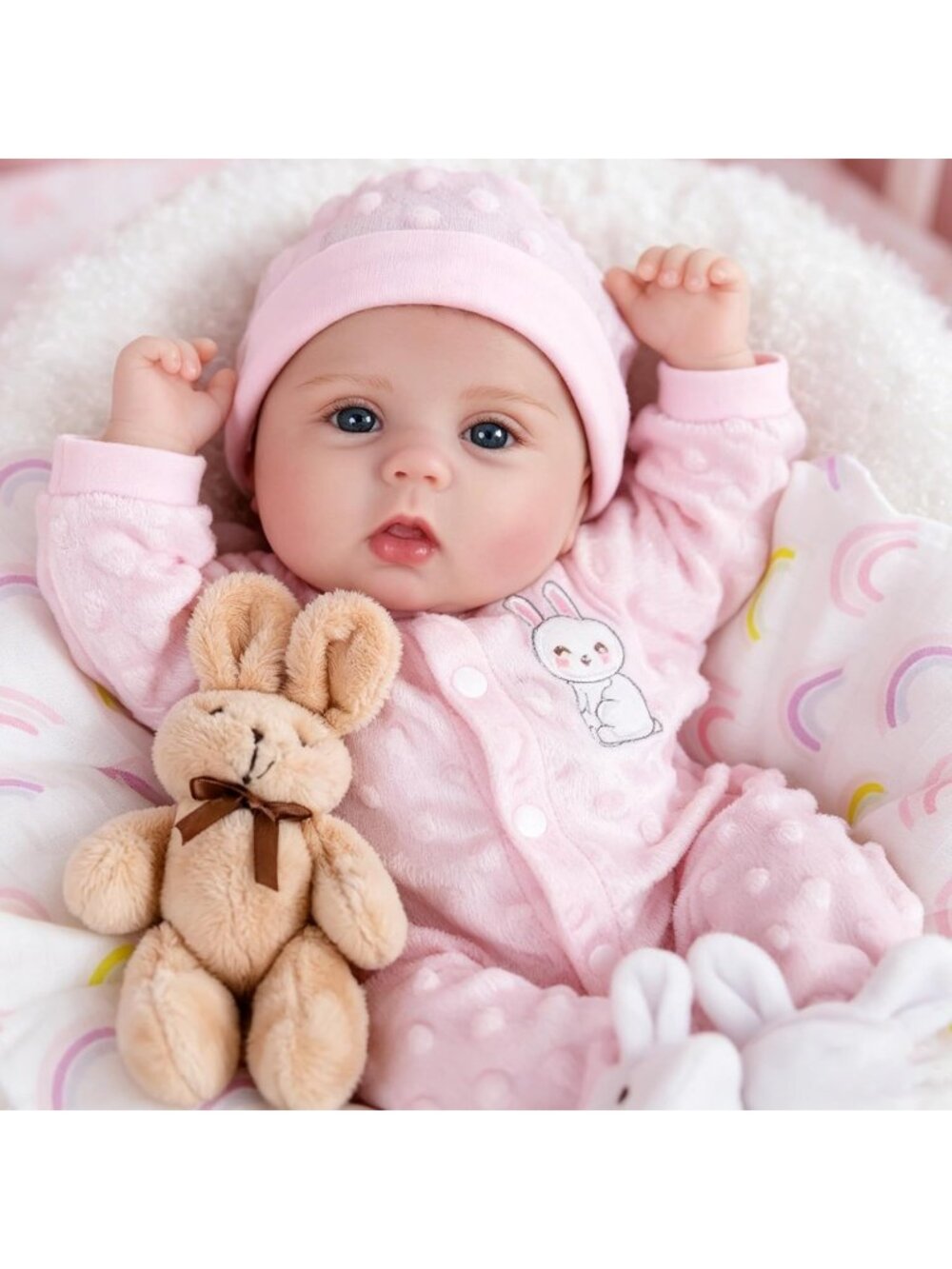 18 inch Realistic Newborn Baby Doll Real Looking Silicone with Accessories for 3